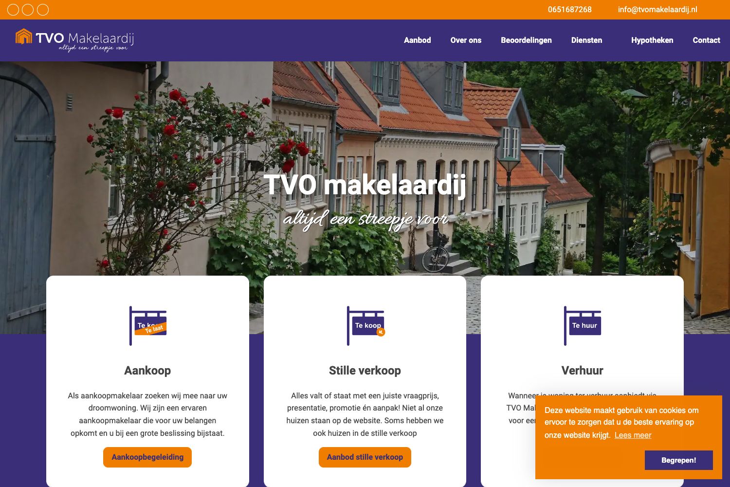 Website screenshot https://tvomakelaardij.nl