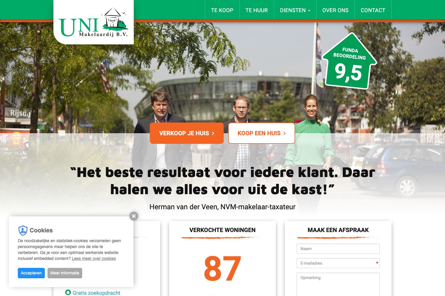 Website screenshot https://unimakelaardij.nl