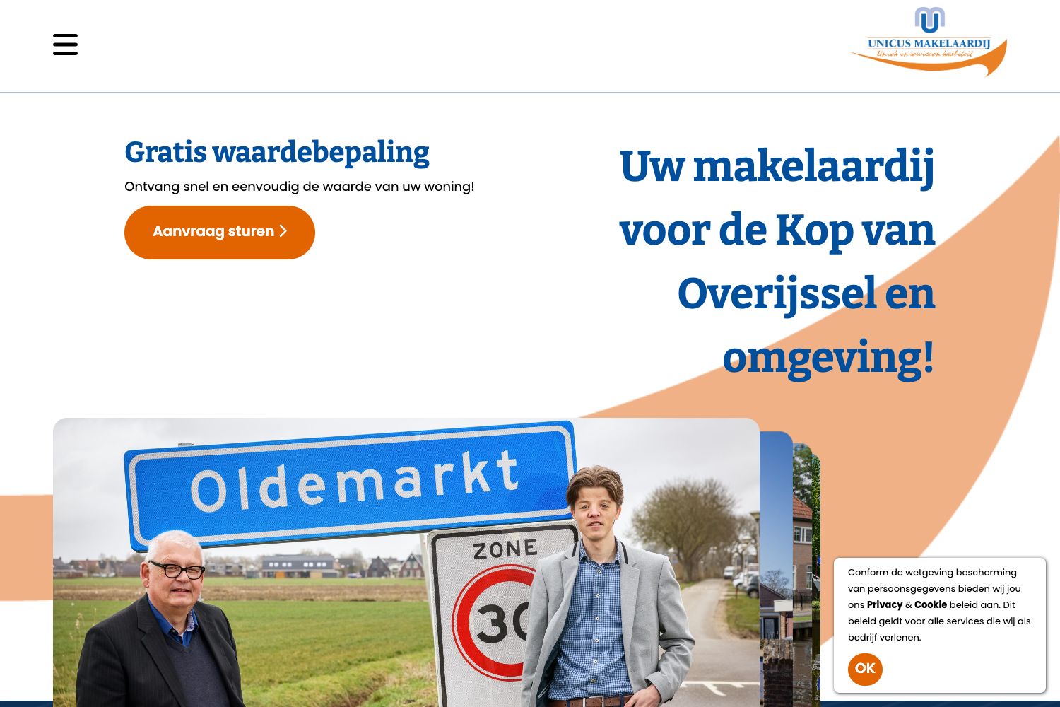 Website screenshot https://unicusmakelaardij.nl