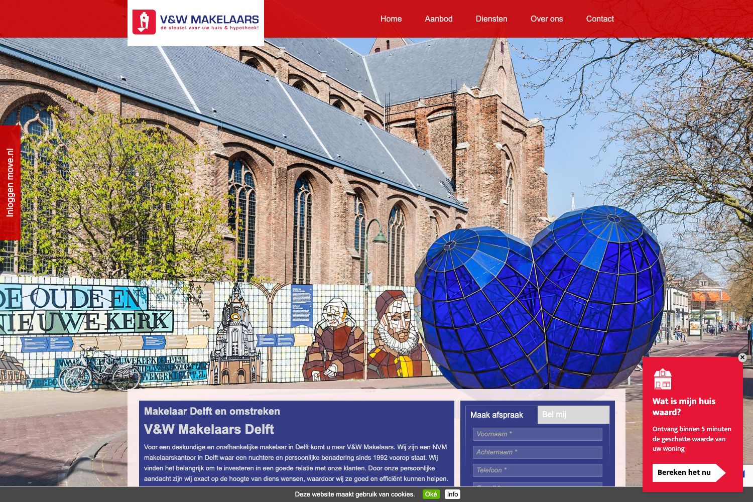 Website screenshot https://delft.vwmakelaars.nl