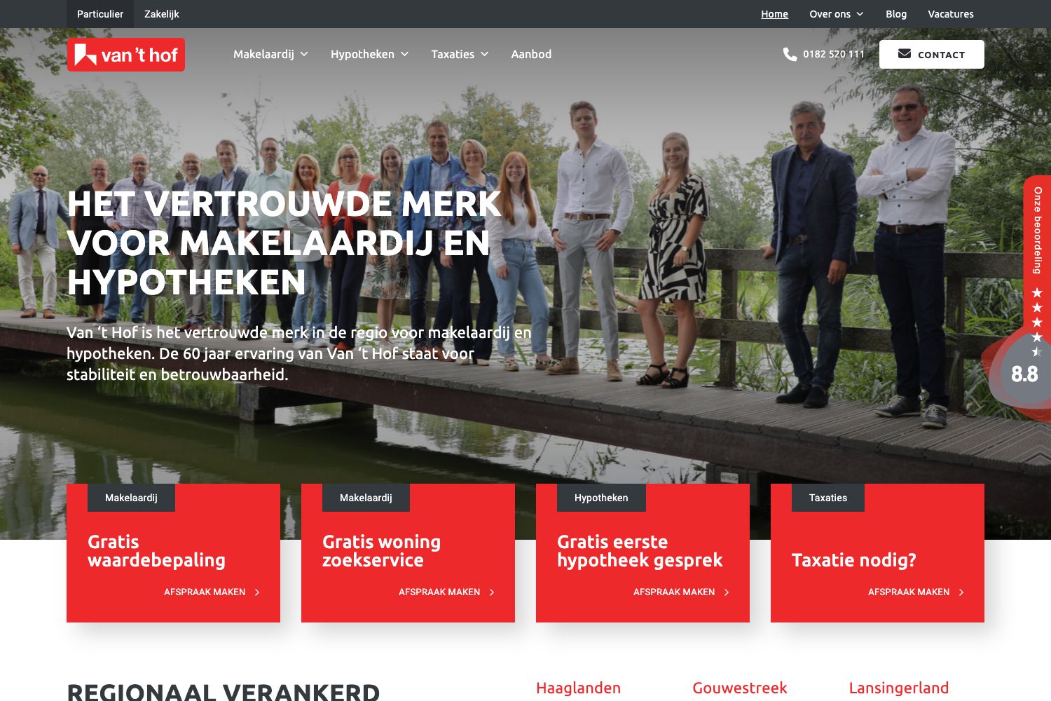 Website screenshot https://vanthof.nl