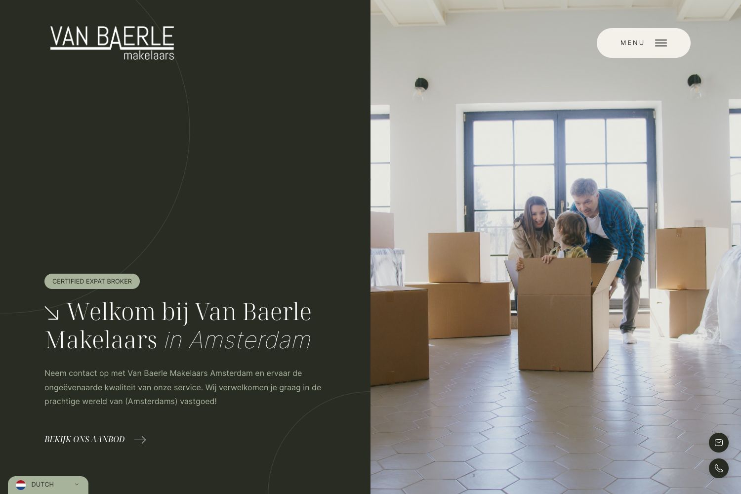 Website screenshot https://vanbaerlemakelaars.nl