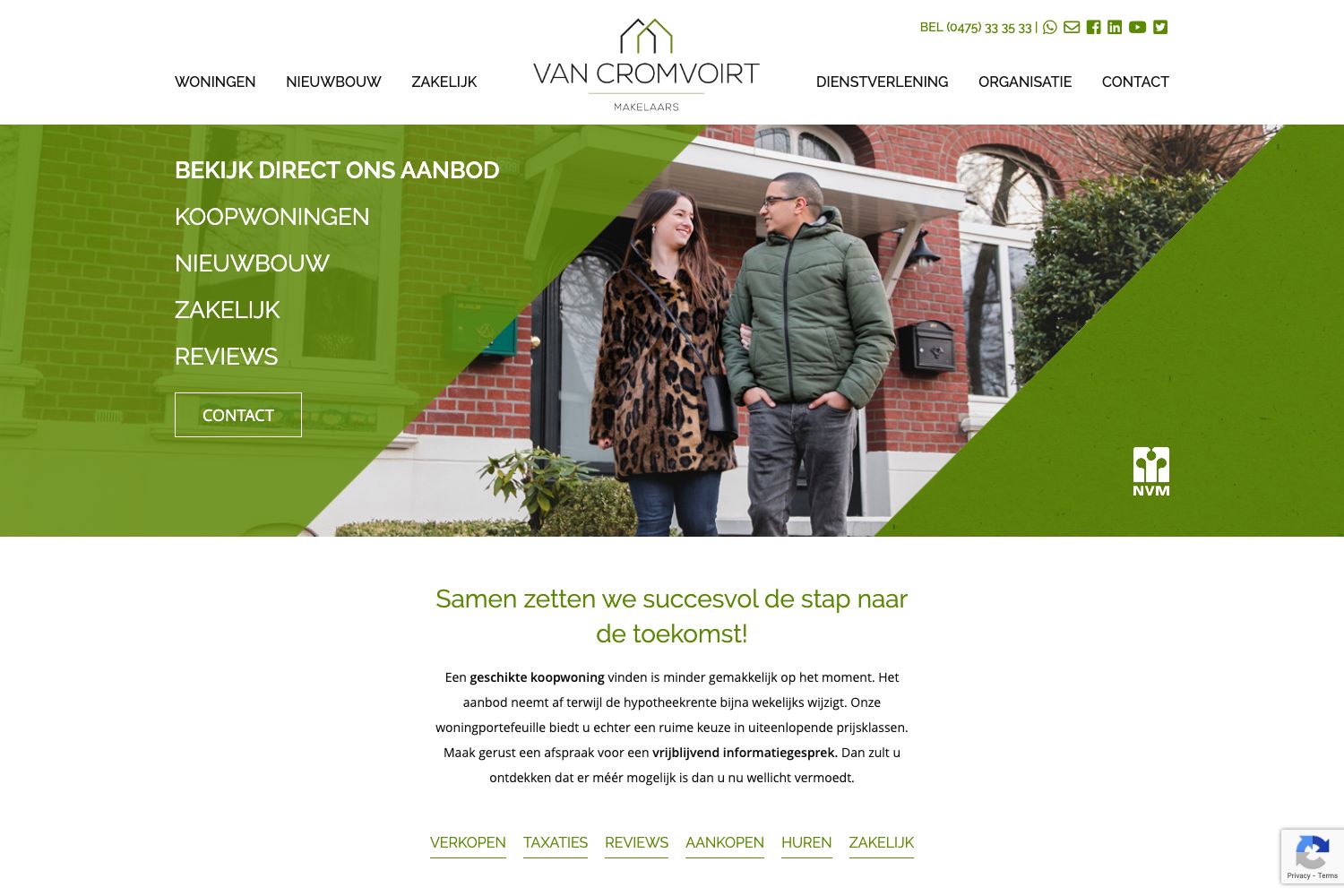 Website screenshot https://vancromvoirt.nl
