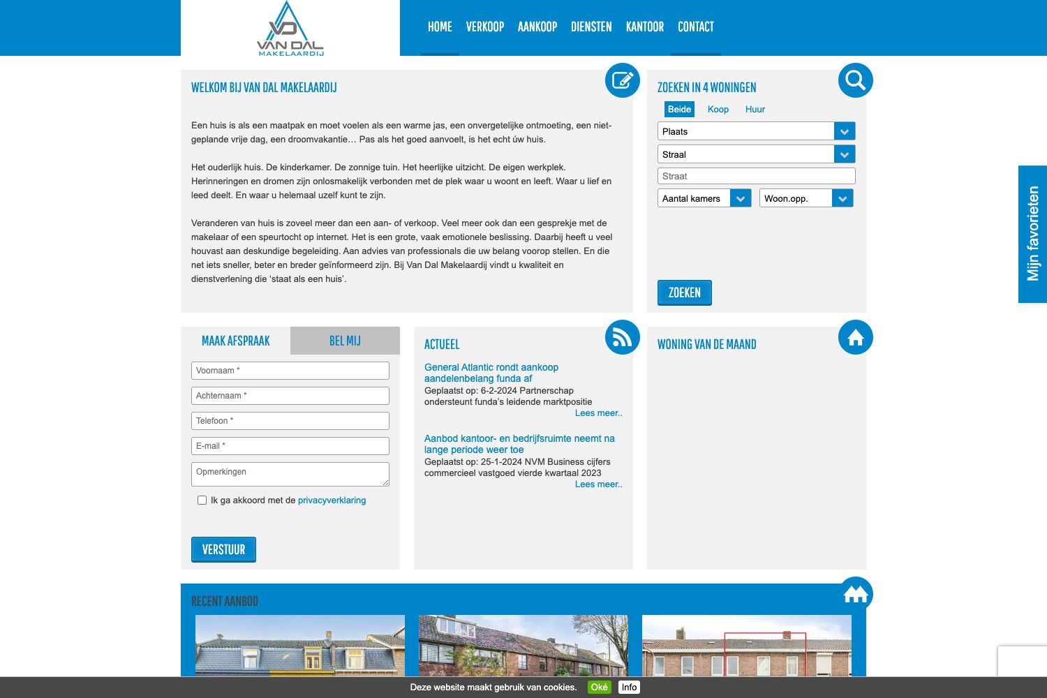 Website screenshot https://vandalmakelaardij.nl