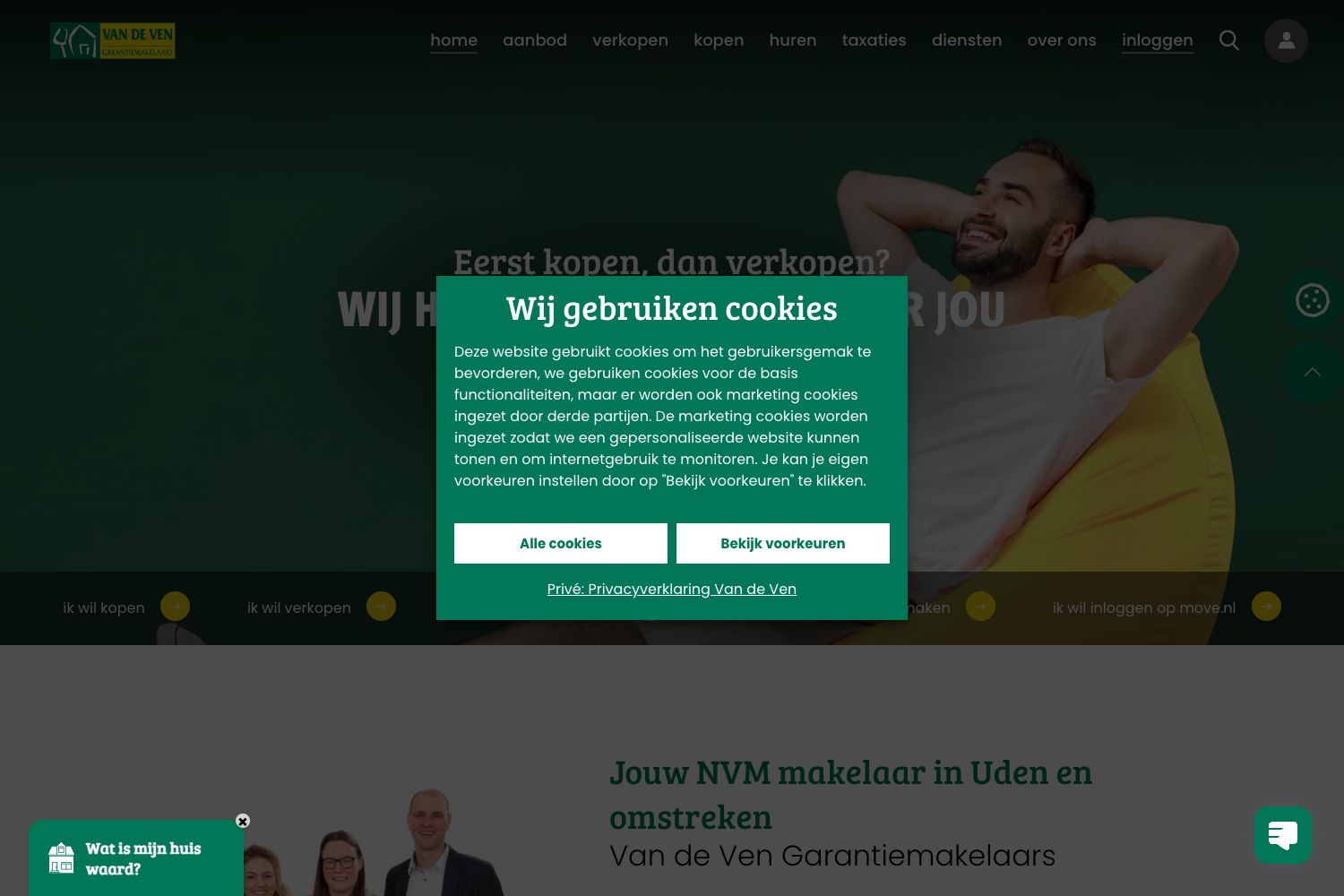 Website screenshot https://vandevengarantiemakelaars.nl