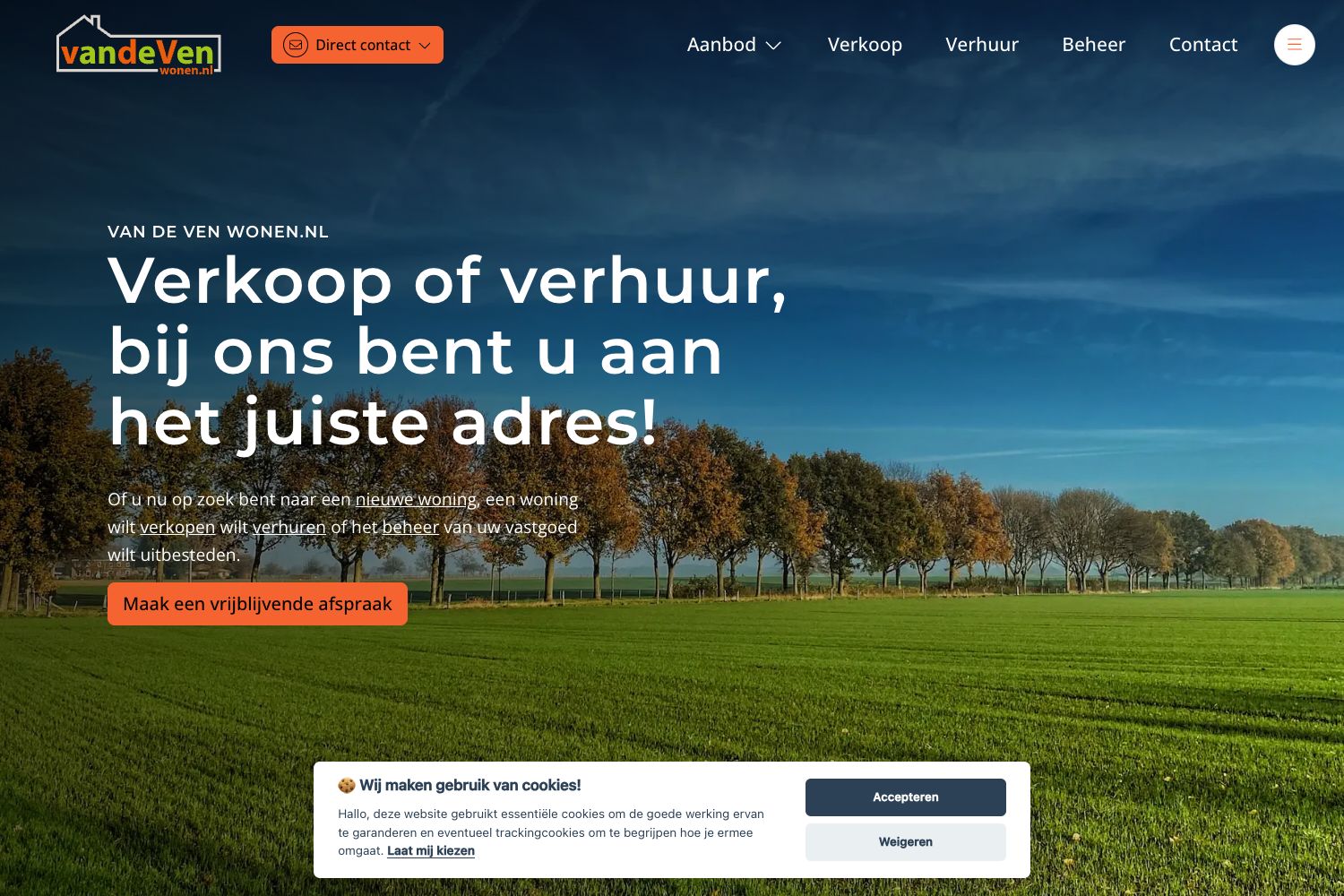 Website screenshot https://vandevenwonen.nl