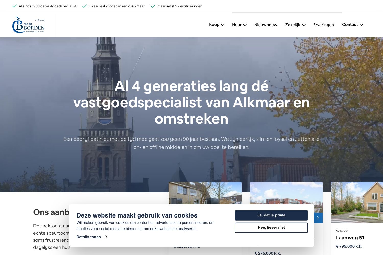 Website screenshot https://vanderborden.nl