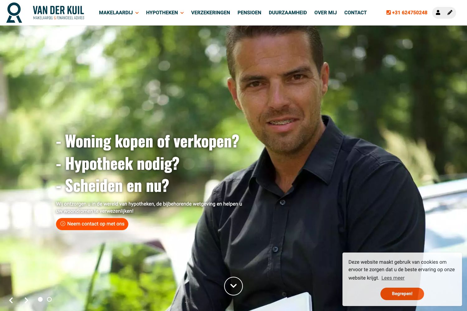 Website screenshot https://vanderkuilmakelaardij.nl