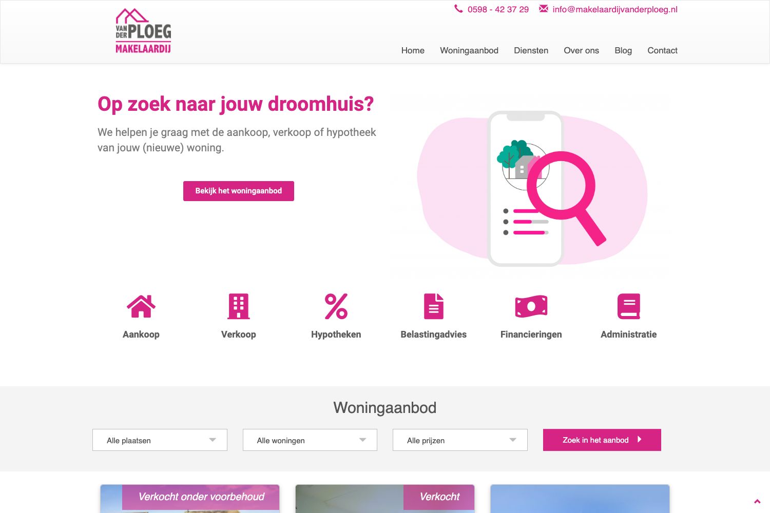 Website screenshot https://vanderploeg-makelaardij.nl