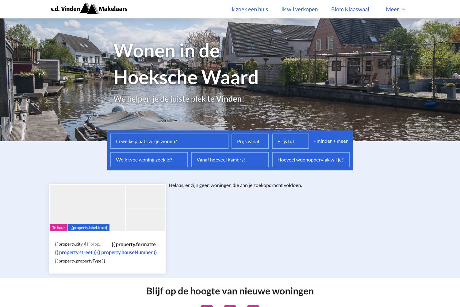 Website screenshot https://vandervindenmakelaars.nl