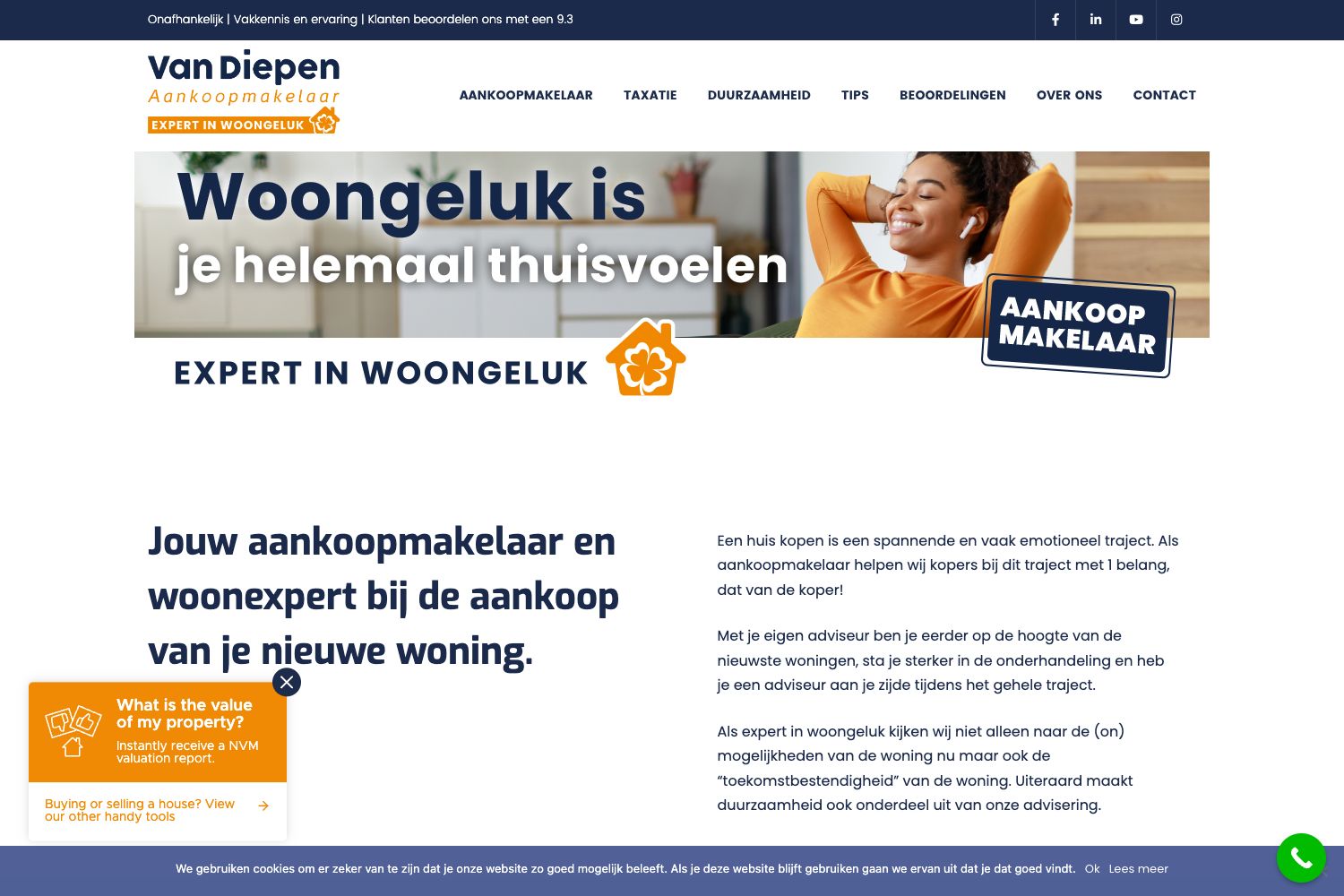 Website screenshot https://vandiepenaankoopmakelaar.nl