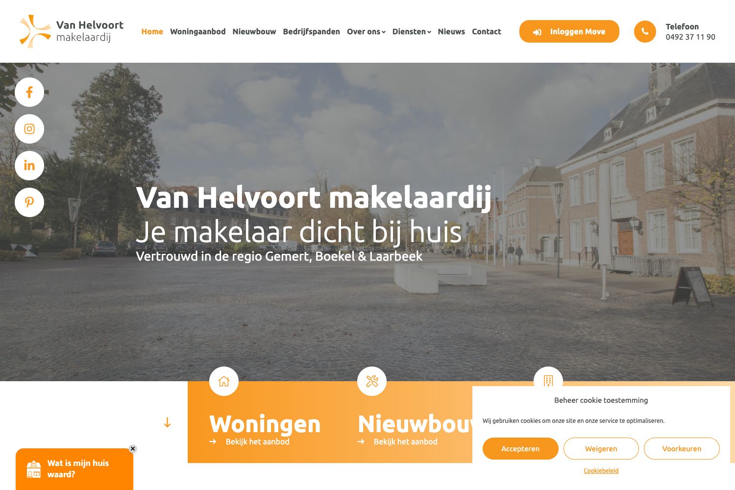 Website screenshot https://vanhelvoortmakelaardij.nl