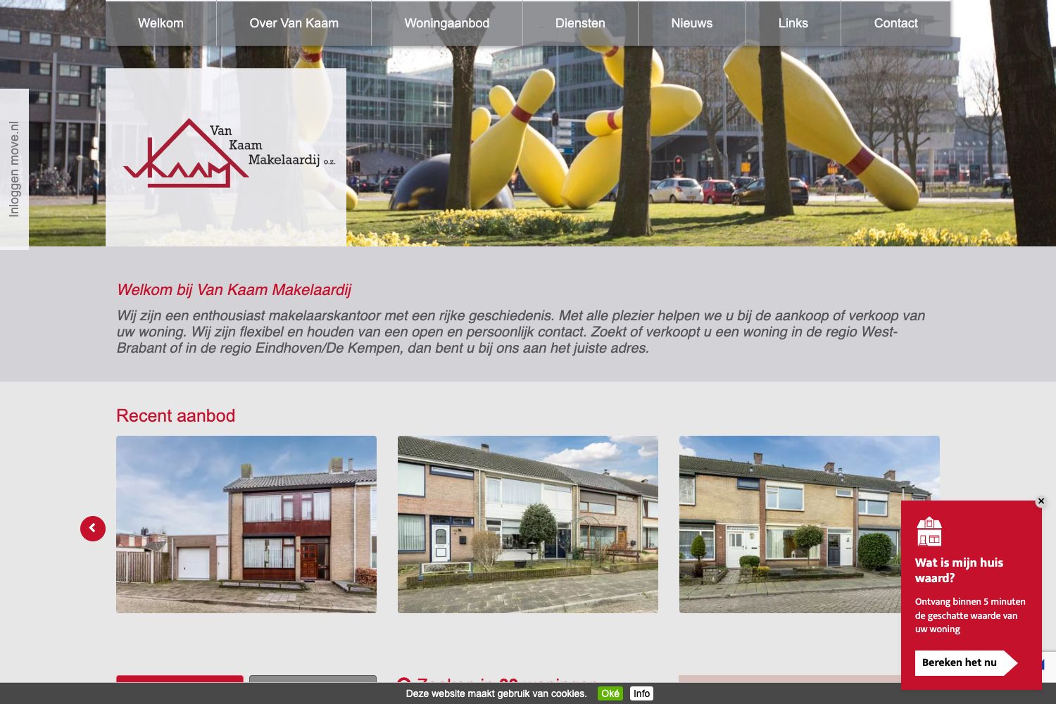 Website screenshot https://vankaammakelaardij.nl