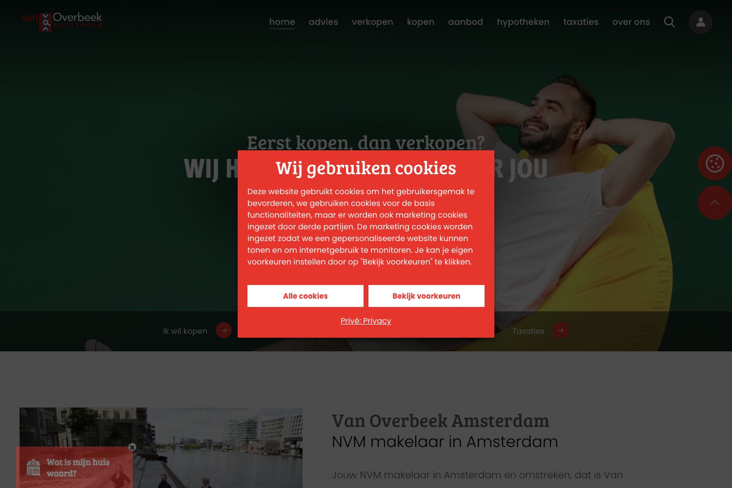 Website screenshot https://vanoverbeekamsterdam.nl