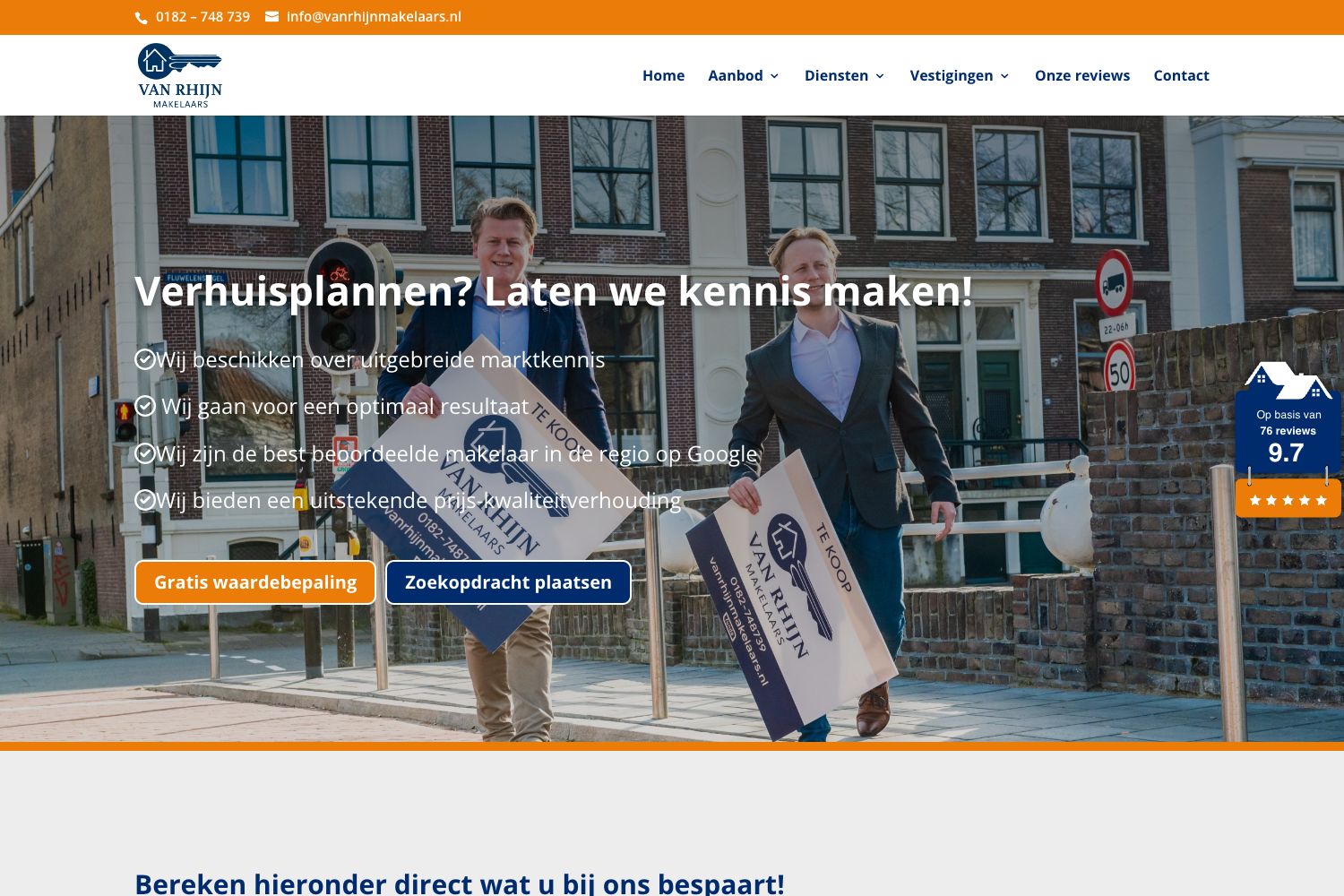 Website screenshot https://vanrhijnmakelaars.nl