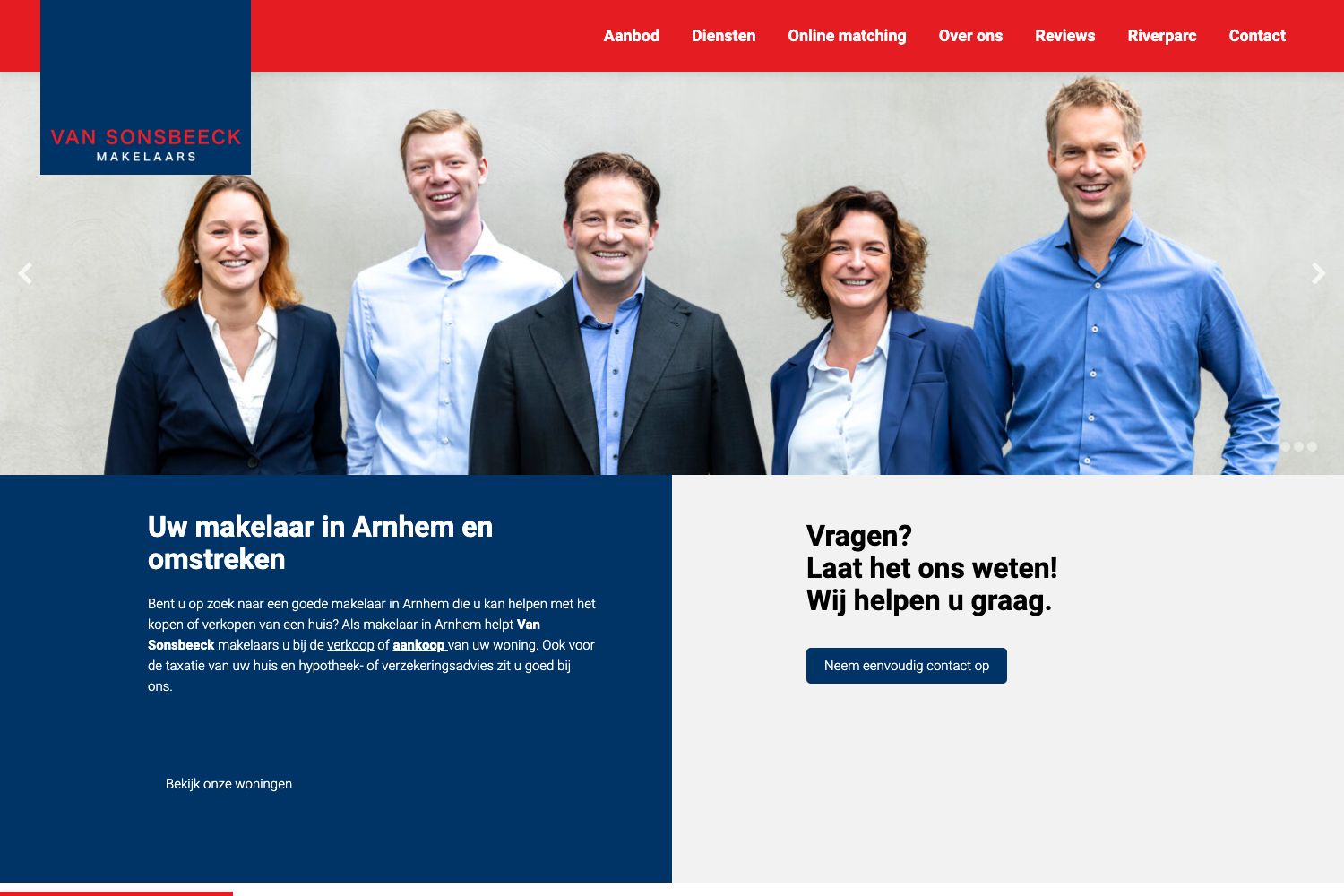 Website screenshot https://vansonsbeeckmakelaars.nl