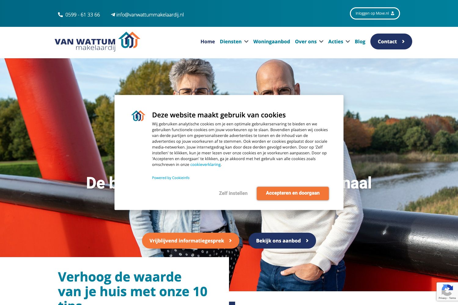 Website screenshot https://vanwattummakelaardij.nl