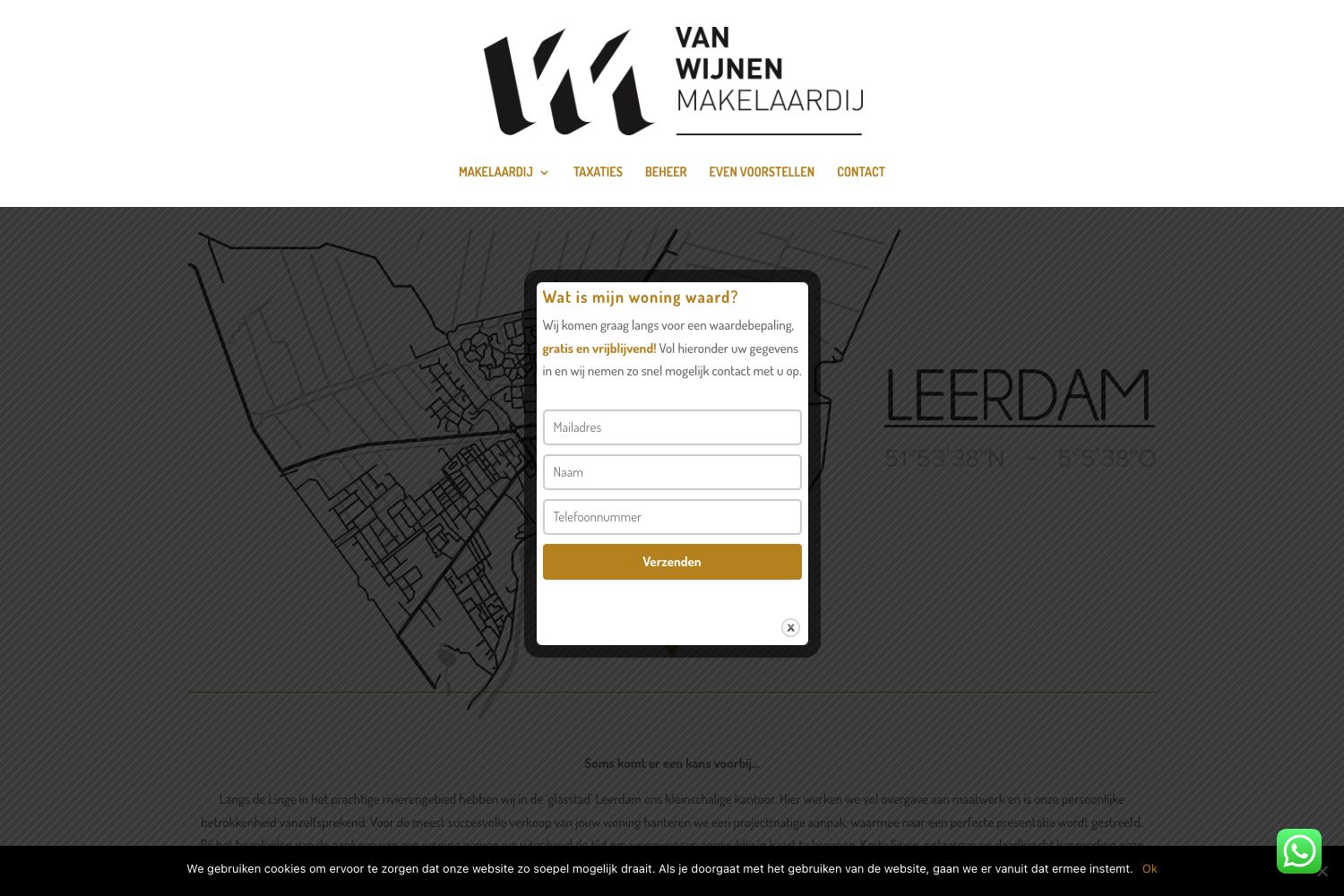 Website screenshot https://vanwijnenmakelaardij.nl