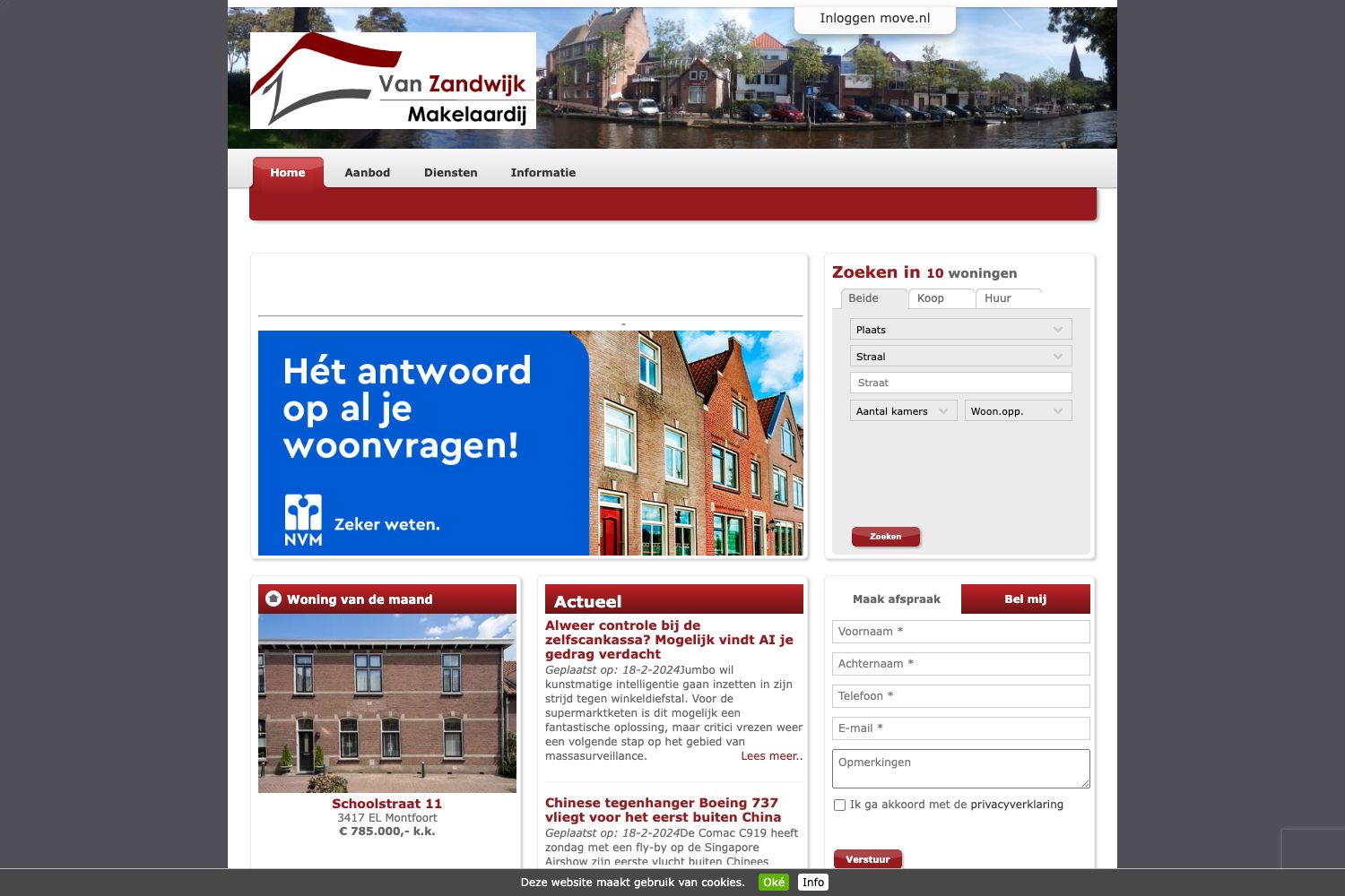 Website screenshot https://vanzandwijkmakelaardij.nl