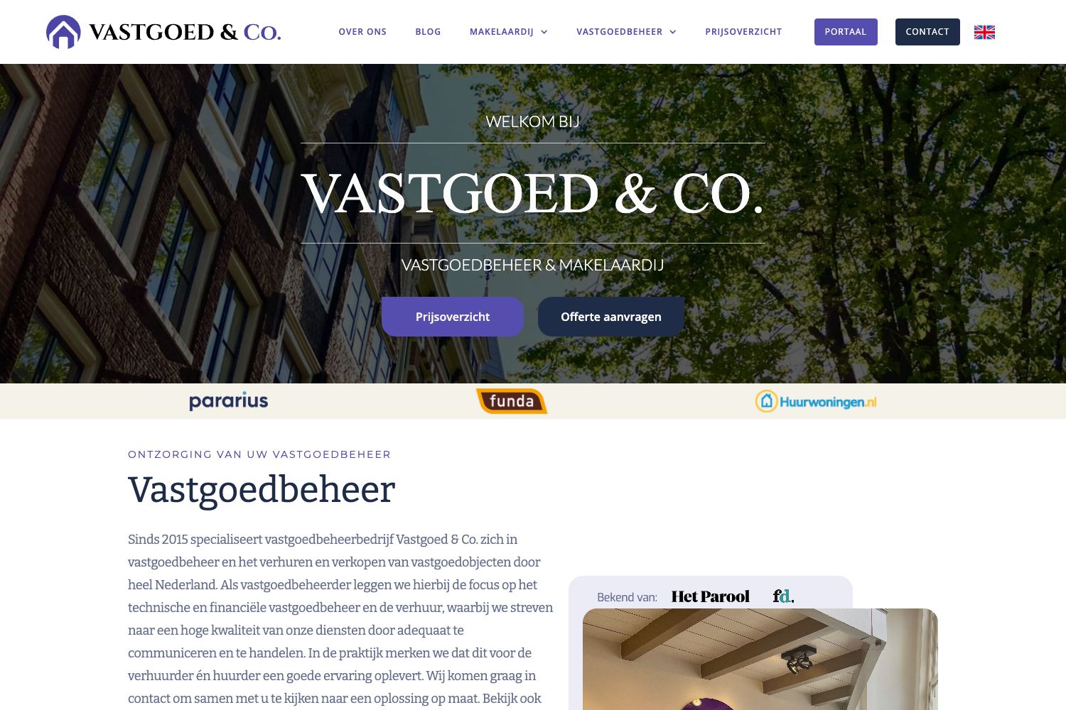 Website screenshot https://vastgoedenco.nl