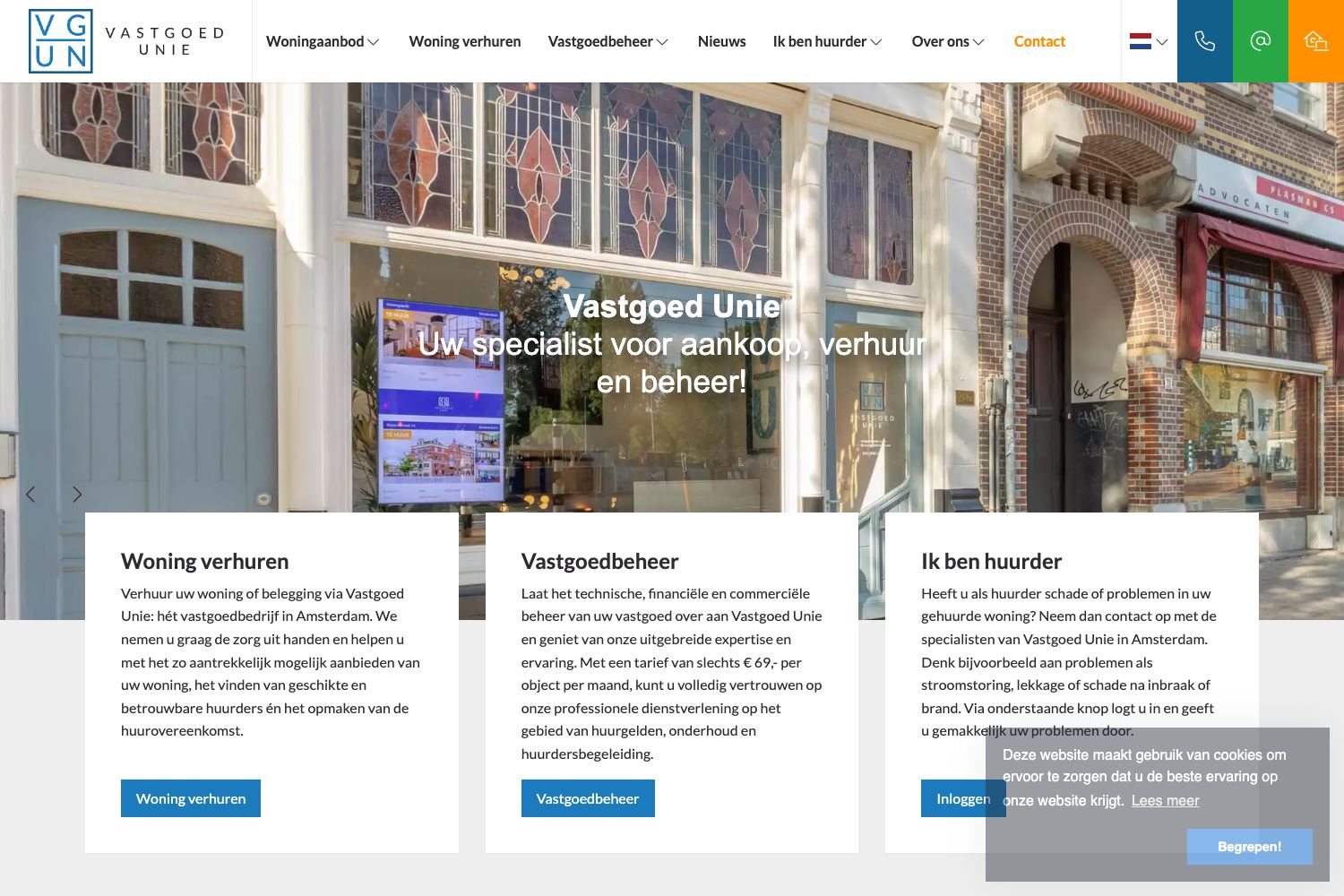 Website screenshot https://vastgoedunie.com