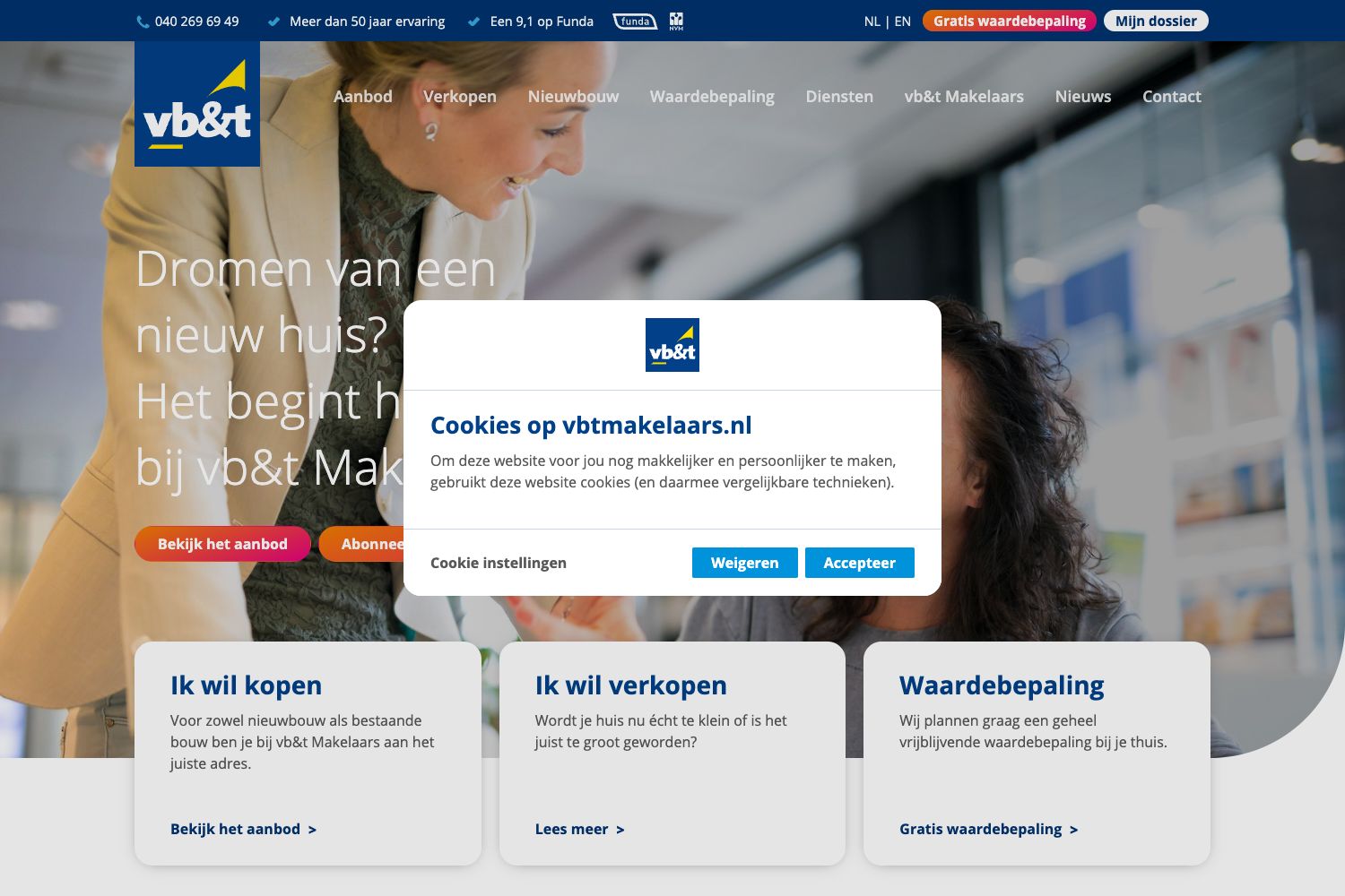 Website screenshot https://vbtmakelaars.nl