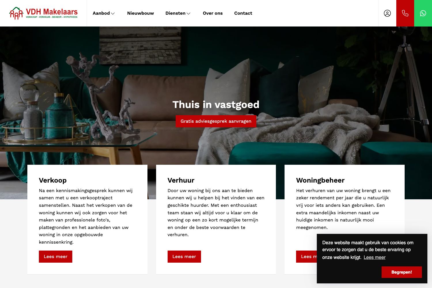 Website screenshot https://vdhwoningmakelaars.nl