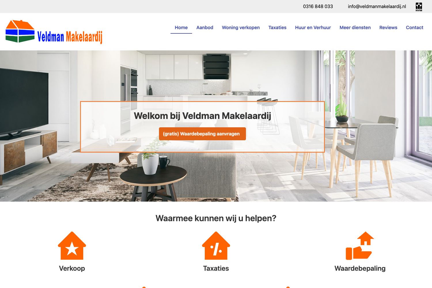 Website screenshot https://veldmanmakelaardij.nl