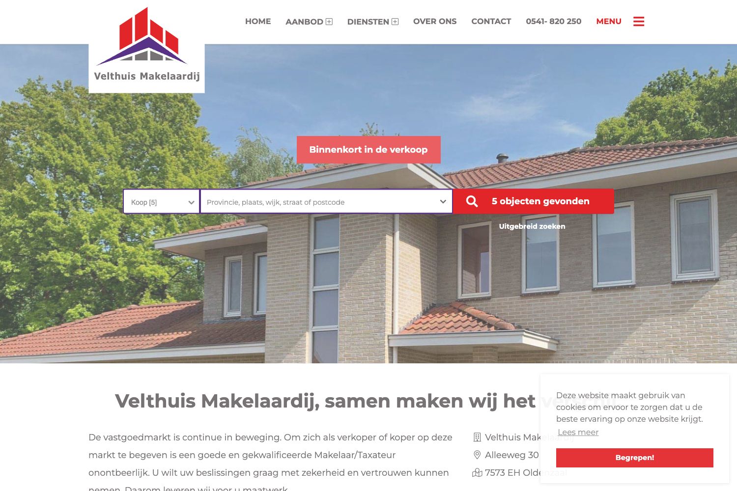Website screenshot https://velthuis-makelaardij.nl