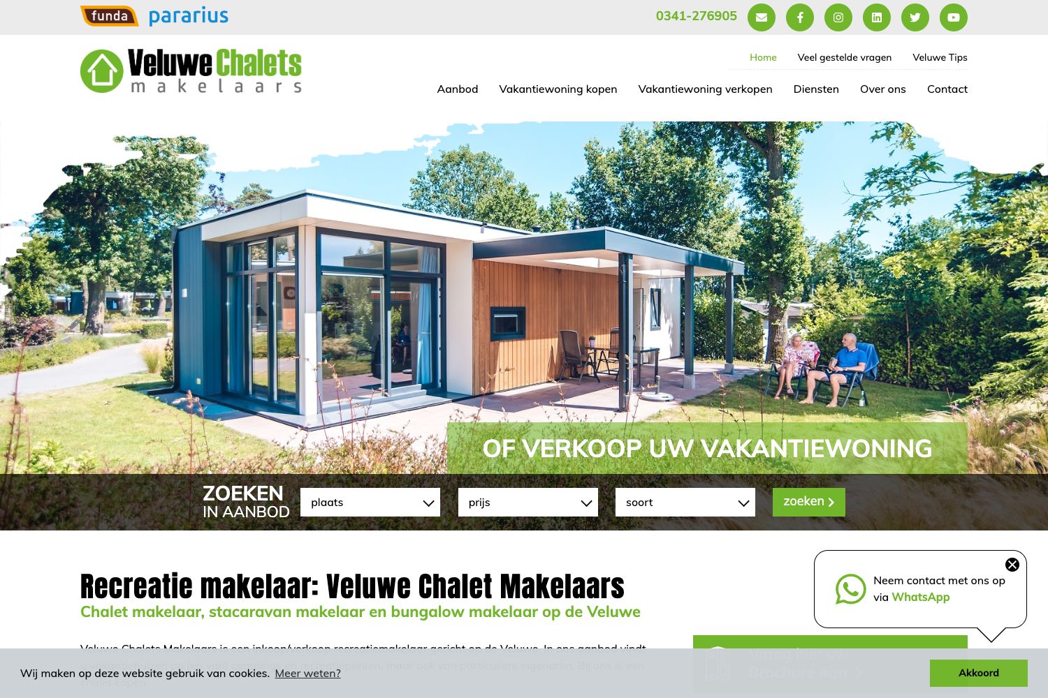 Website screenshot https://veluwechalets.nl