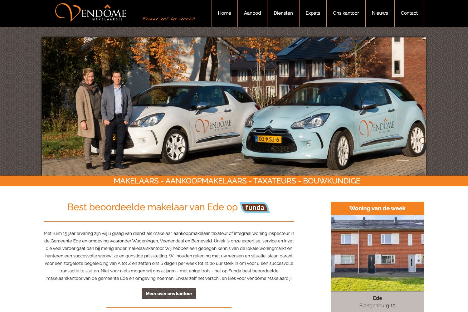 Website screenshot https://vendomemakelaardij.nl