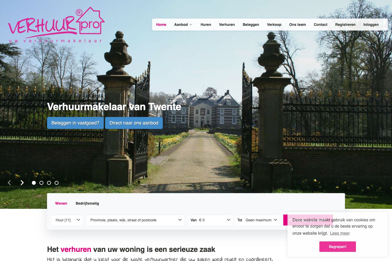 Website screenshot https://verhuurpro.nl