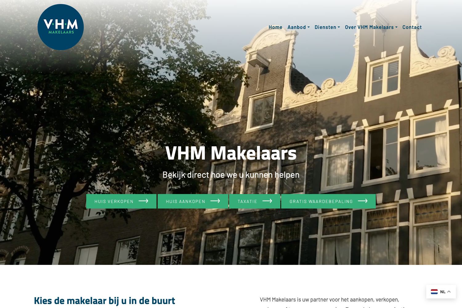 Website screenshot https://amsterdam.vhmmakelaars.nl