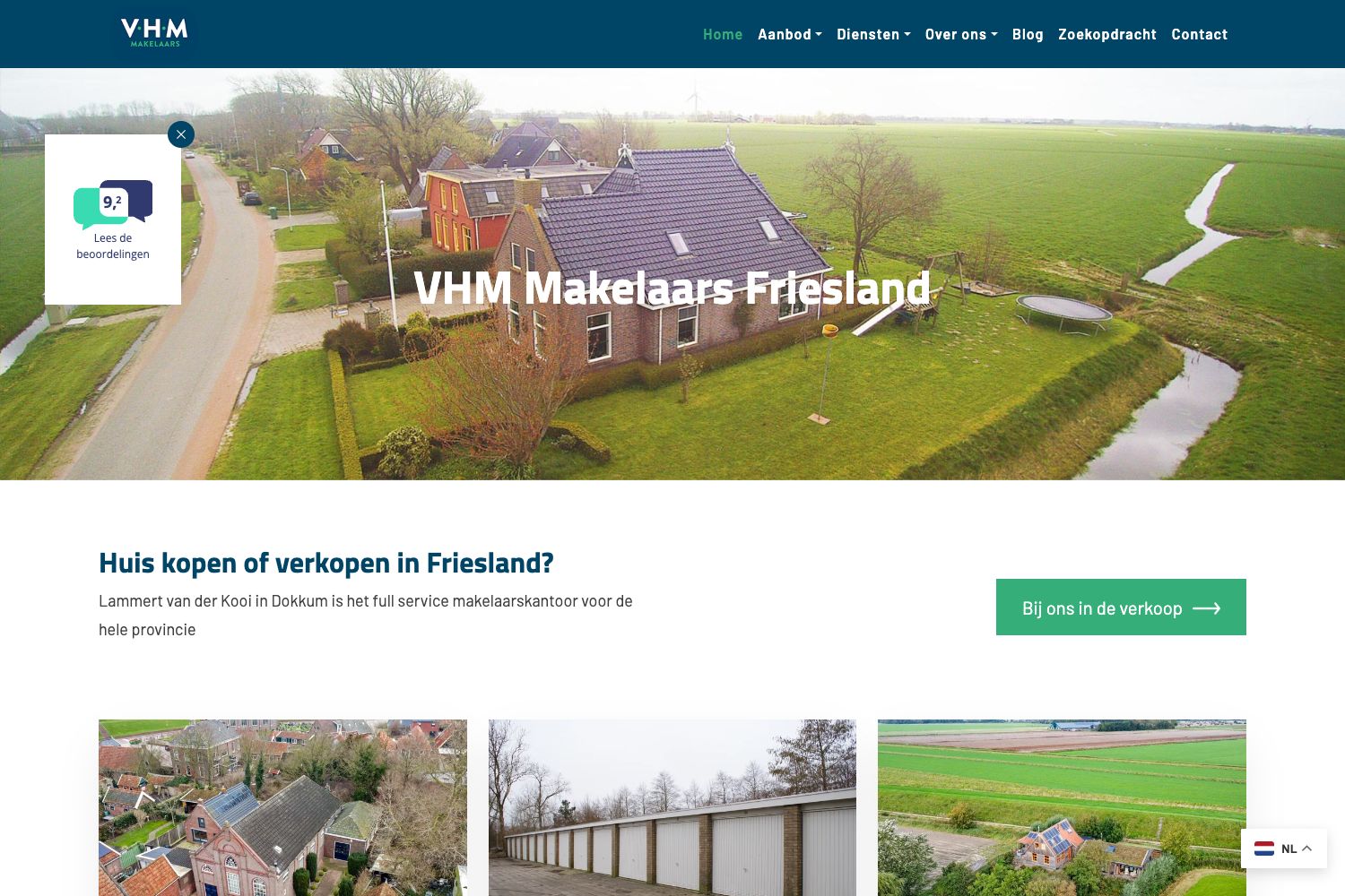 Website screenshot https://friesland.vhmmakelaars.nl