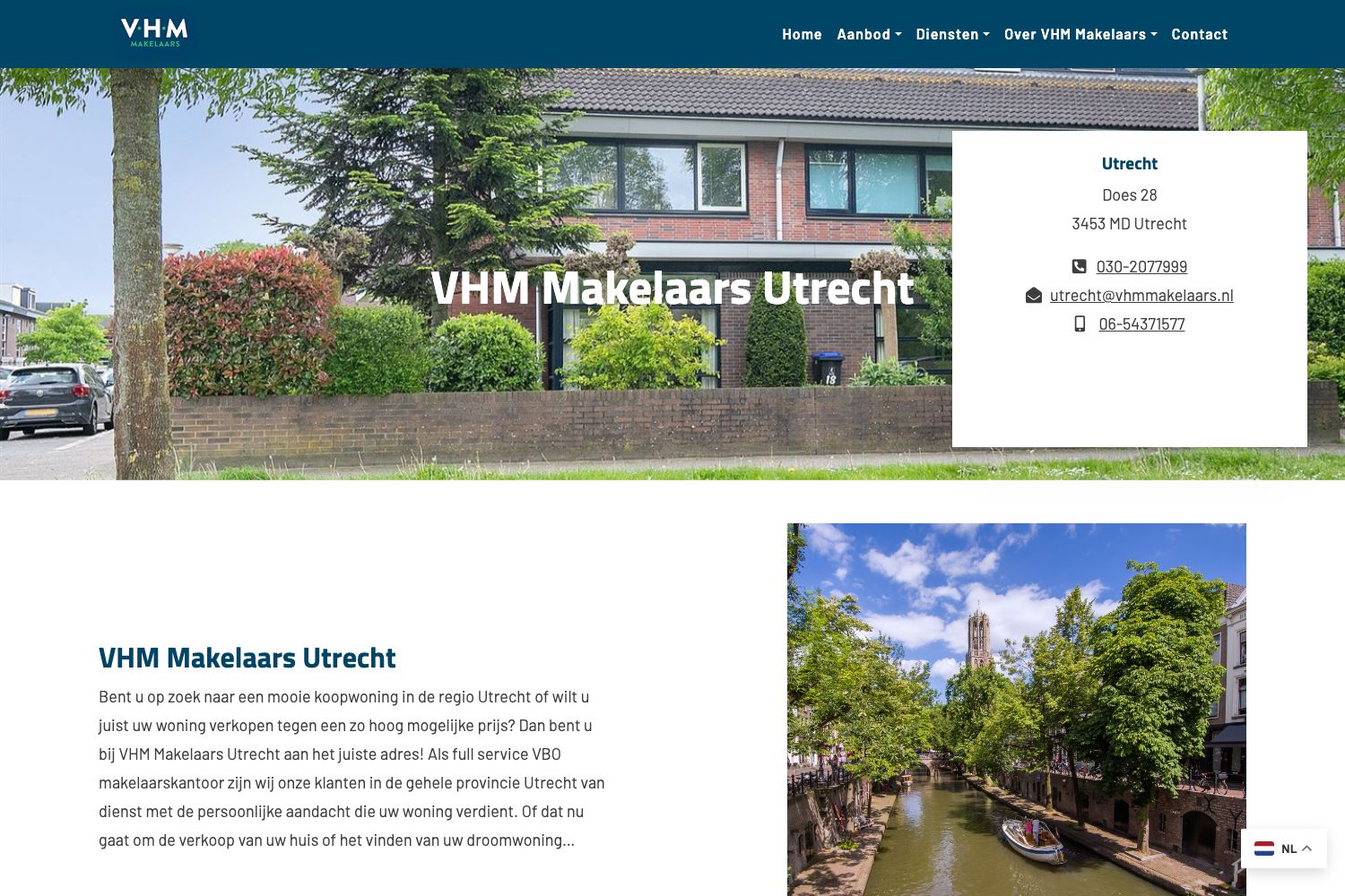 Website screenshot https://utrecht.vhmmakelaars.nl