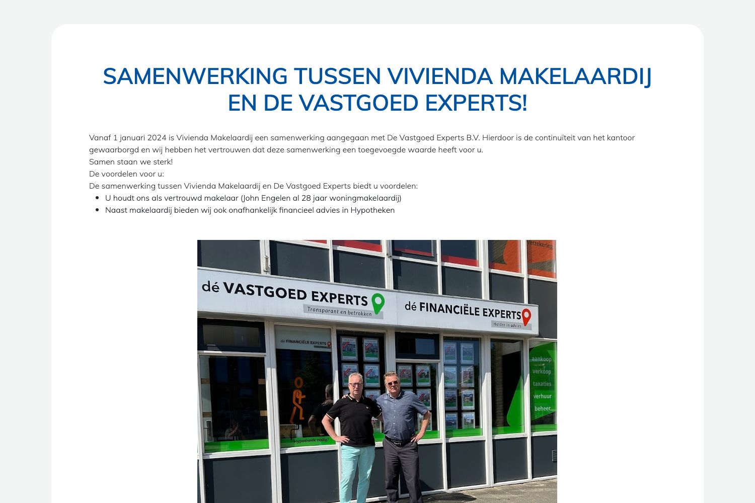 Website screenshot https://viviendamakelaardij.nl
