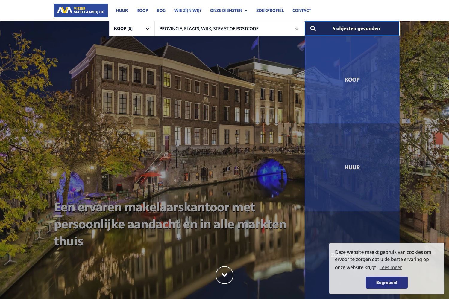 Website screenshot https://viziermakelaardij.nl