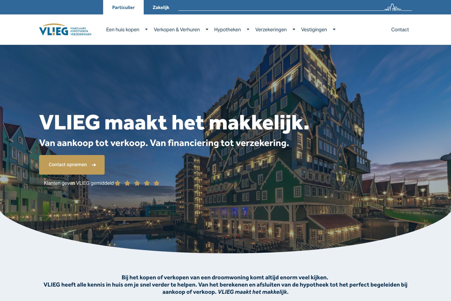 Website screenshot https://vlieg.nl