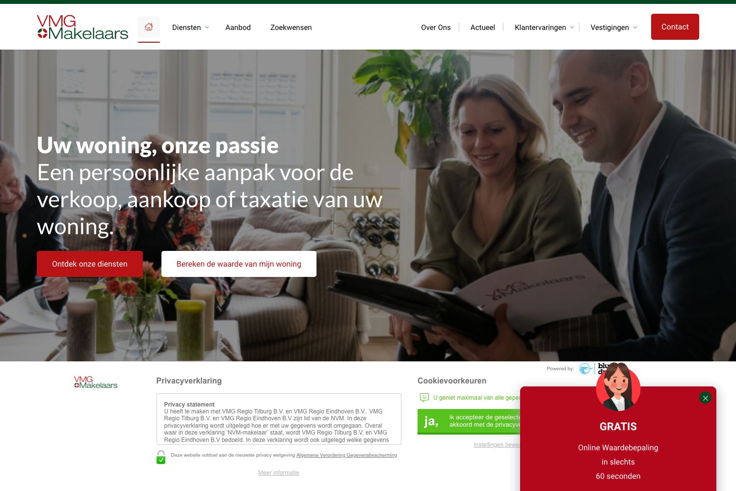 Website screenshot https://vmg-makelaars.nl