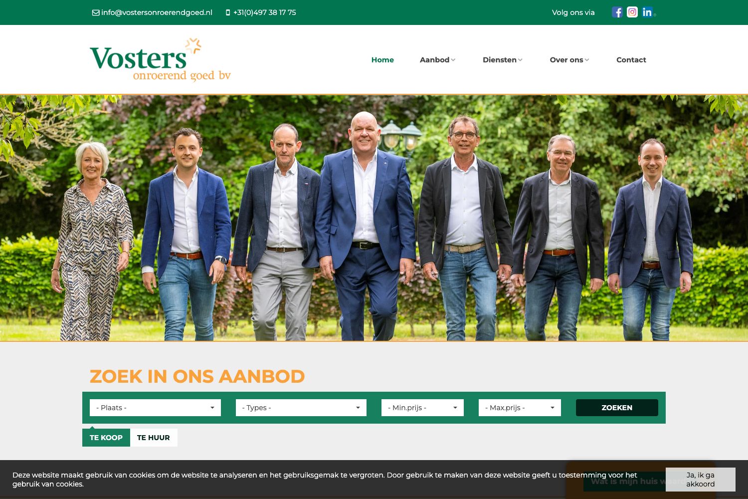 Website screenshot https://vostersonroerendgoed.nl
