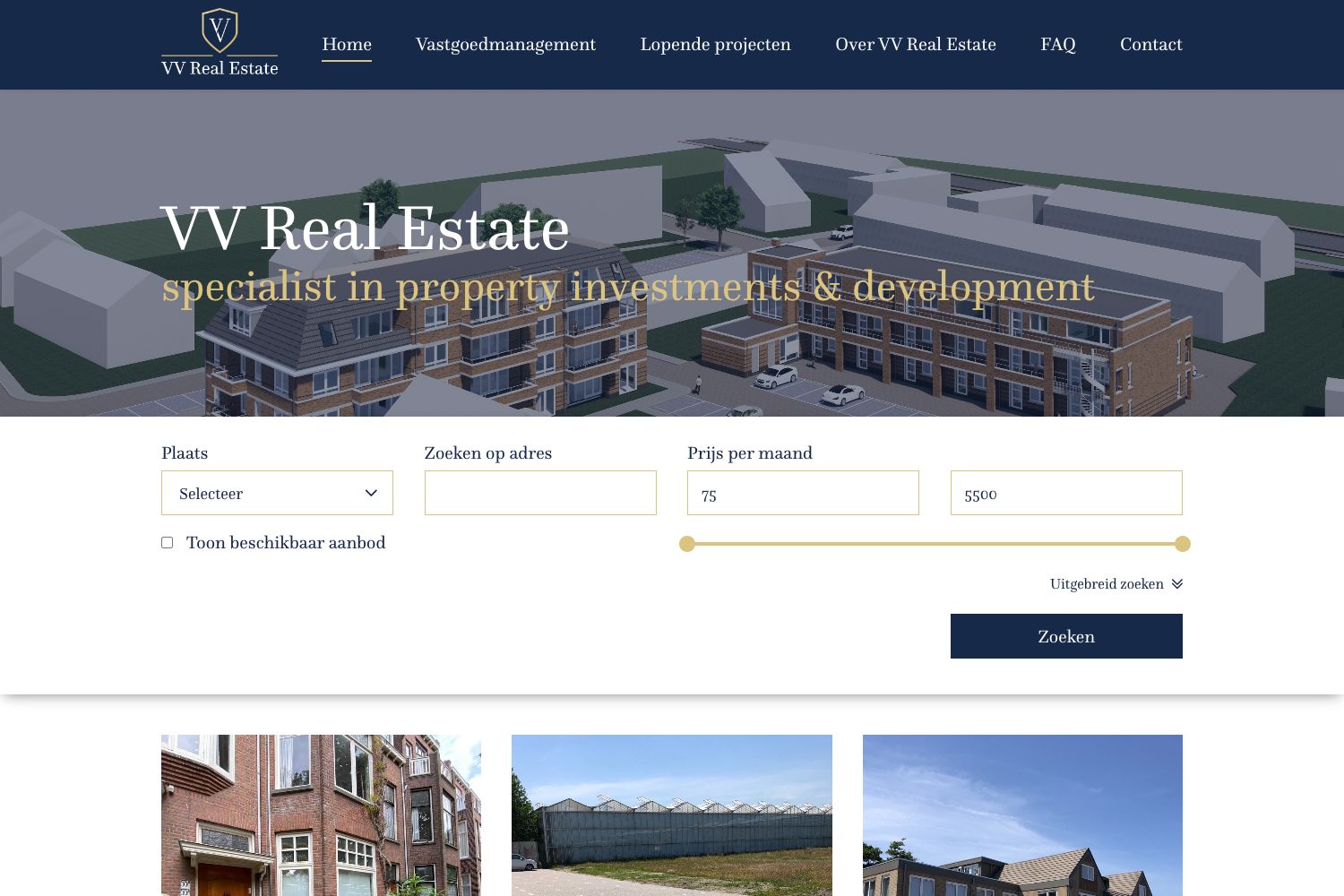 Website screenshot https://vvrealestate.nl