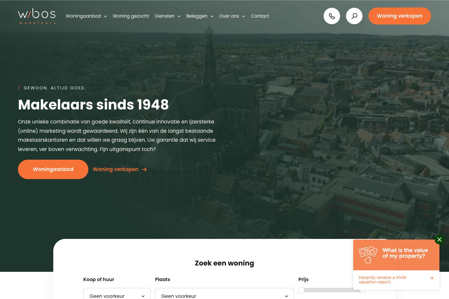 Website screenshot https://wbosmakelaars.nl