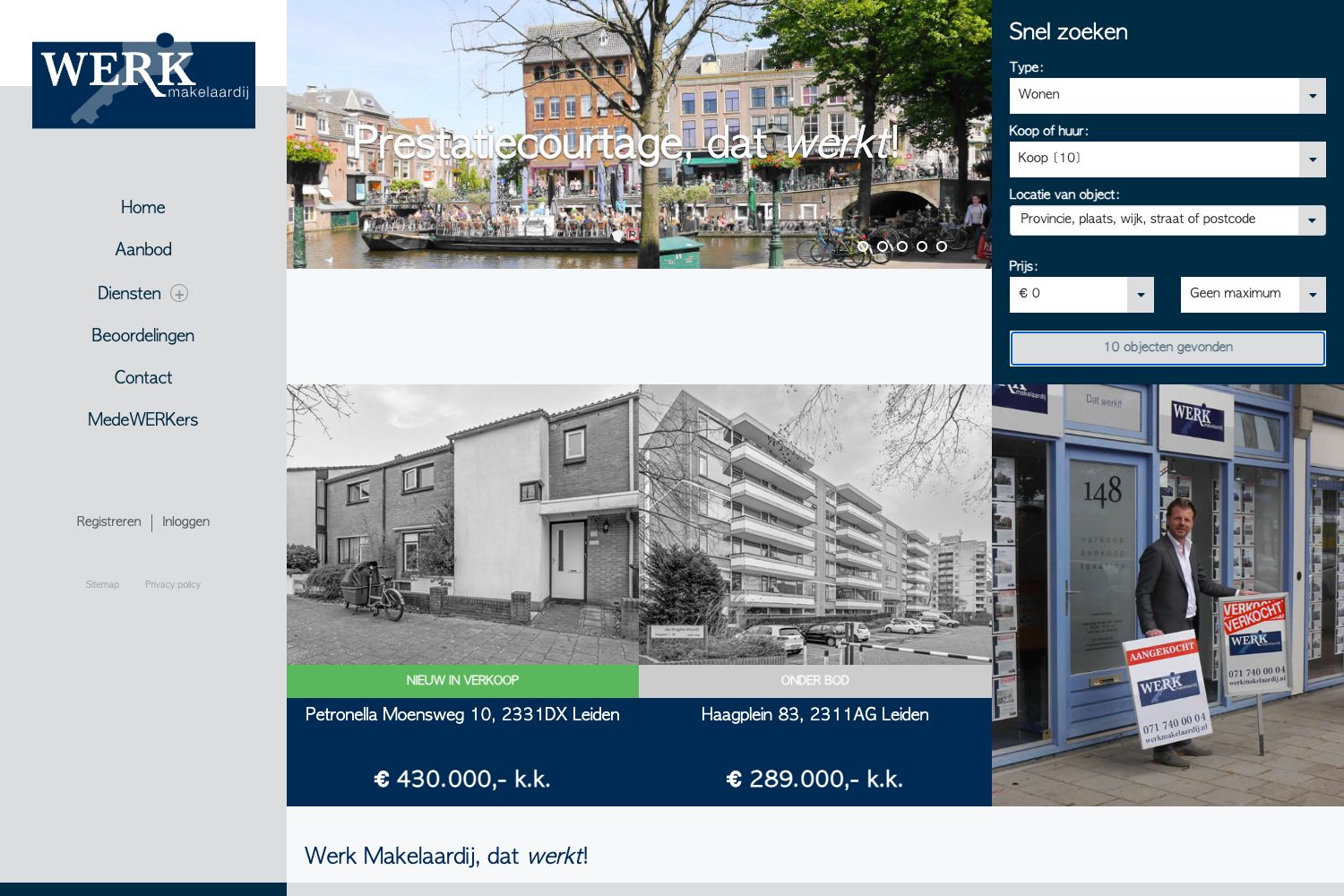 Website screenshot https://werkmakelaardij.nl
