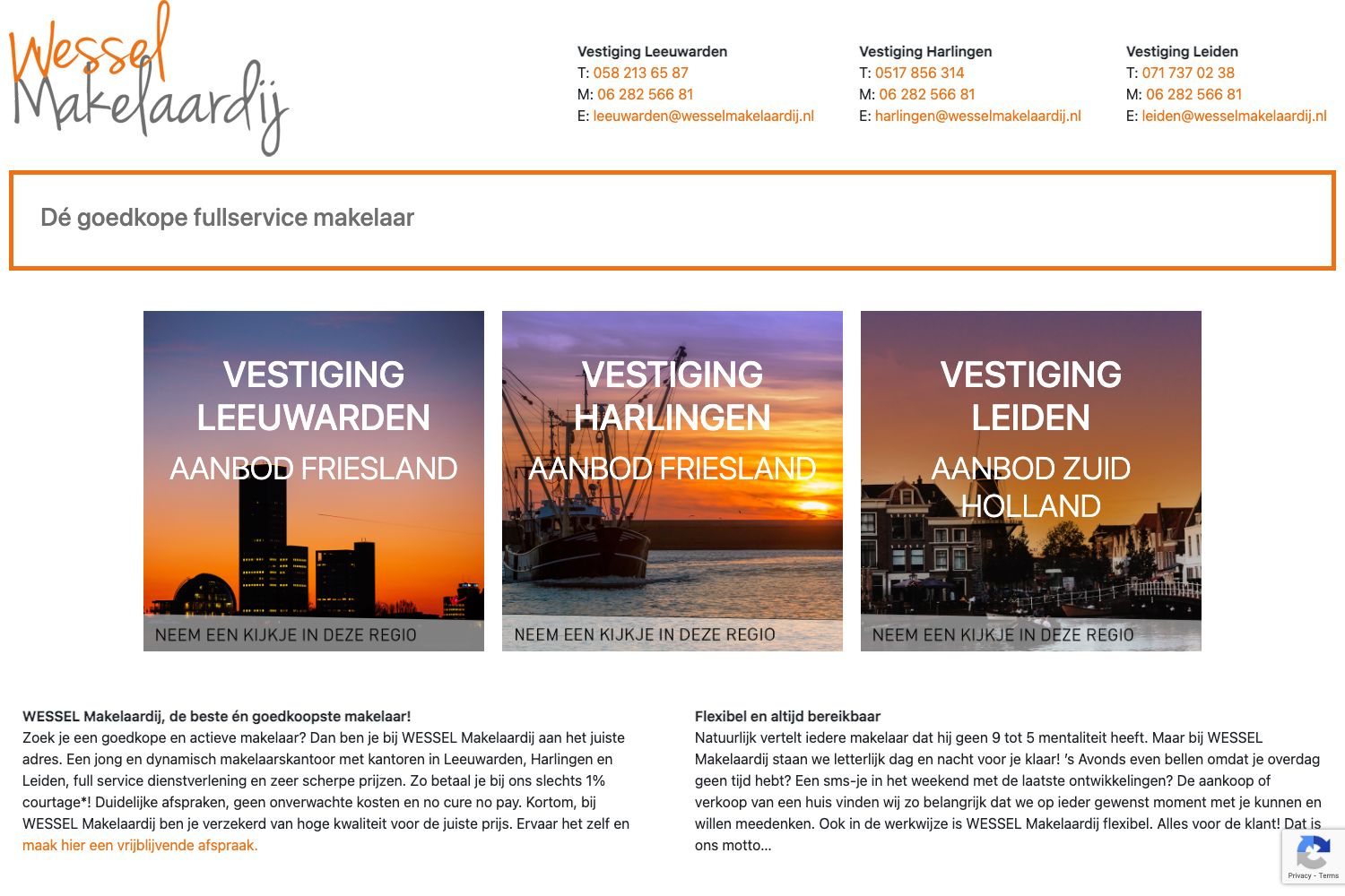 Website screenshot https://wesselmakelaardij.nl