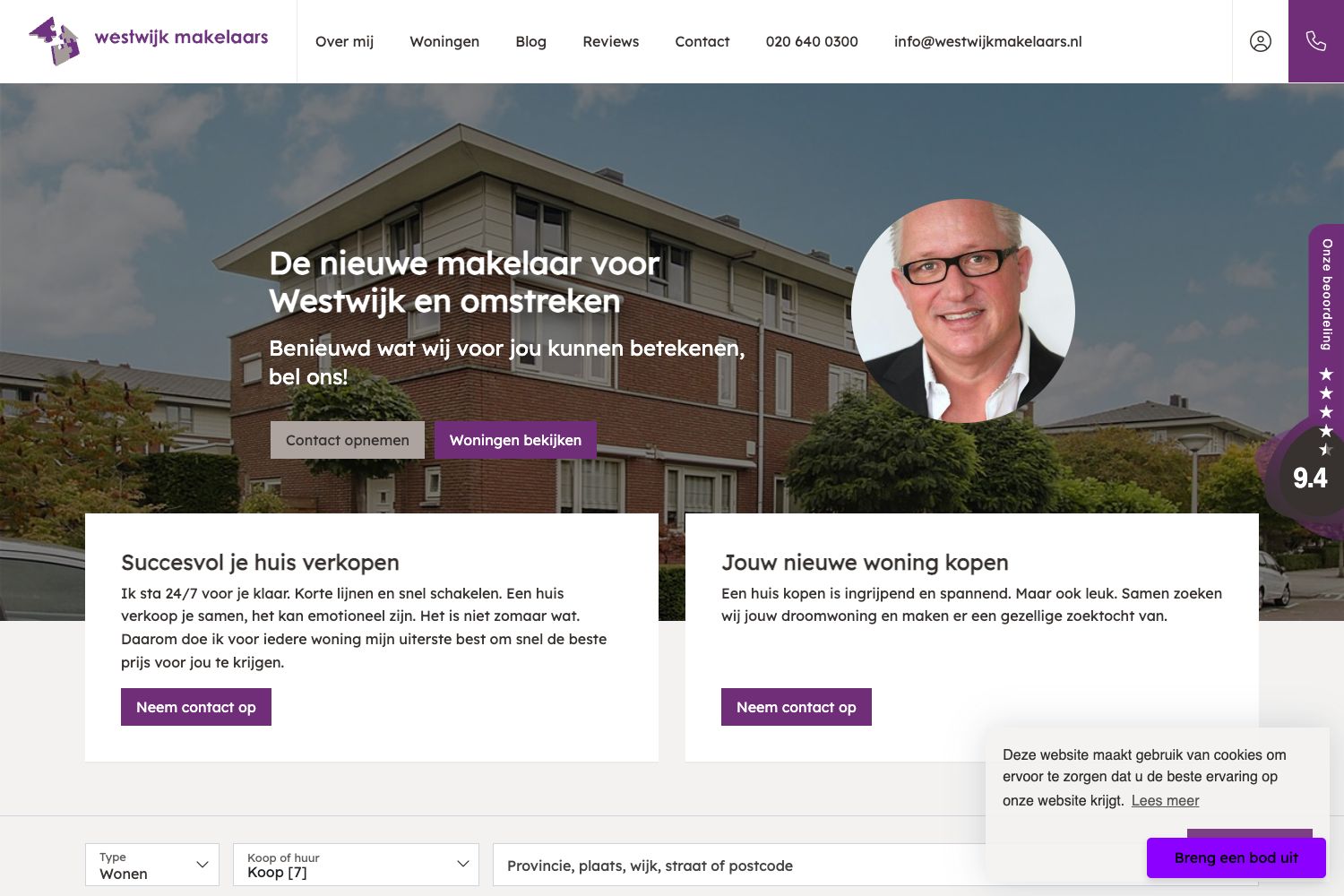 Website screenshot https://westwijkmakelaars.nl