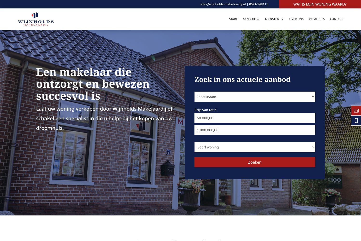Website screenshot https://wijnholds-makelaardij.nl