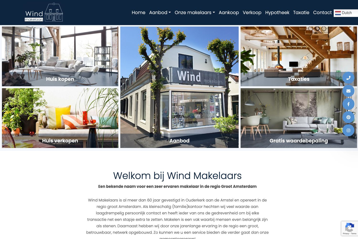 Website screenshot https://windmakelaars.nl