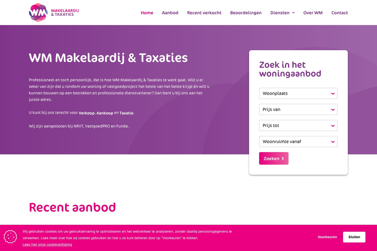 Website screenshot https://wmmakelaardij.nl