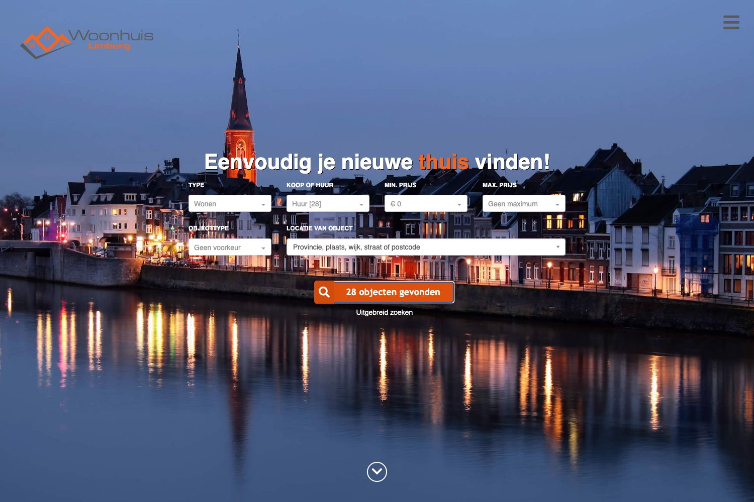 Website screenshot https://woonhuislimburg.nl