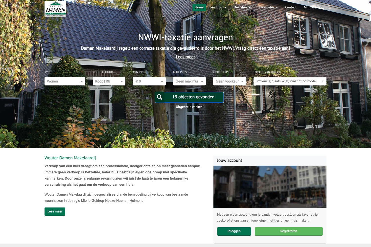 Website screenshot https://damenmakelaardij.nl